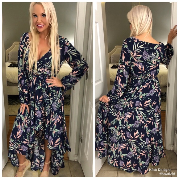 ❤️FLASH! 🌈V Neck Ruffled Floral Maxi Dress! - Picture 3 of 3